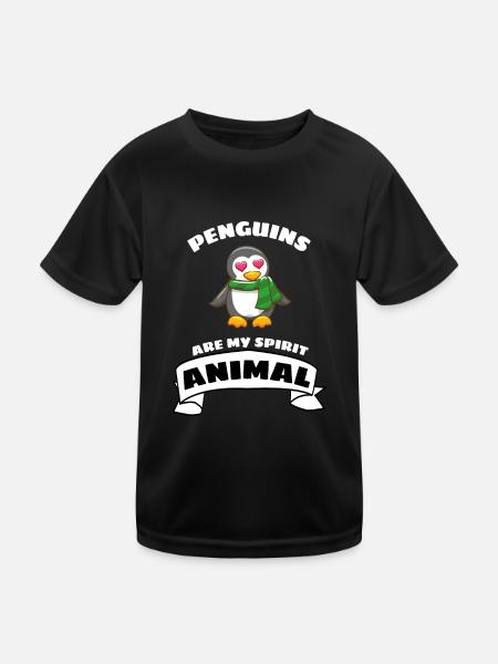 Tierliebhaber Herz Antarktis Tier Vogel Pinguin - Kinder Funktions-T-Shirt - Schwarz - Vorne