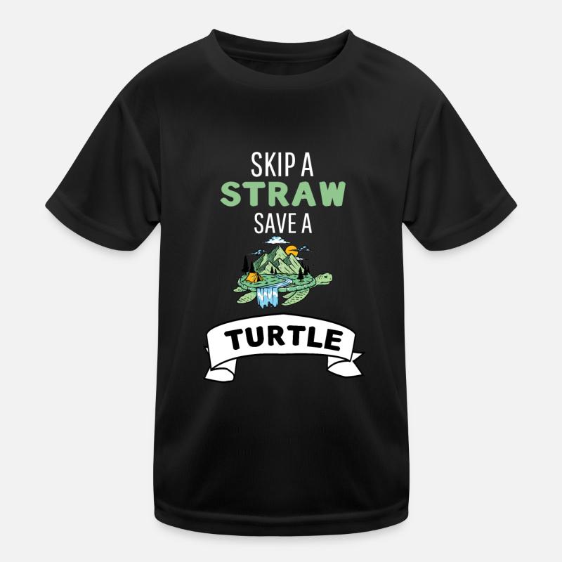 Lass ein Strohhalm weg rette eine Schildkröte Kinder Funktions-T-Shirt