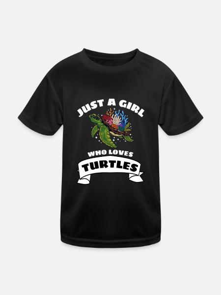 Only a girl who loves turtles turtle - Kids Functional T-Shirt - black - Front