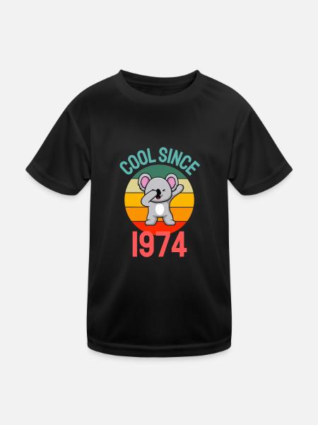 Cool since 1974 Retro Dabbing Koala 48th birthday - Kids Functional T-Shirt - black - Front