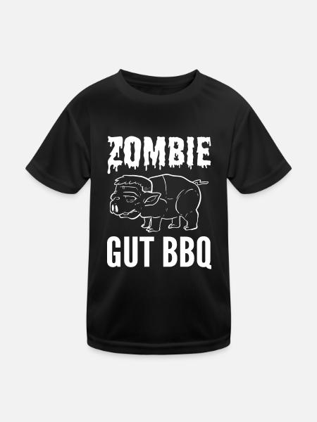 Zombie Gut BBQ Meataran Gift - Kids Functional T-Shirt - black - Front