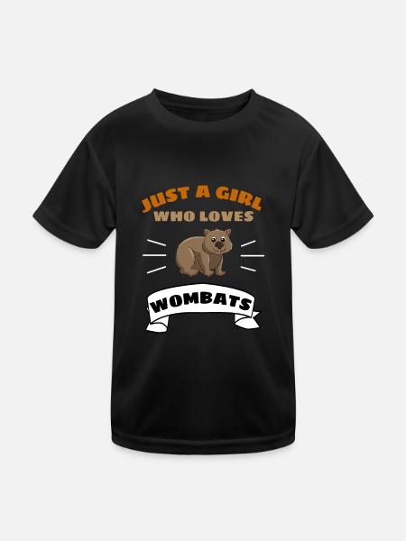 Nur ein Mädchen das Wombats liebt Zoo Tier Wombat - Kinder Funktions-T-Shirt - Schwarz - Vorne