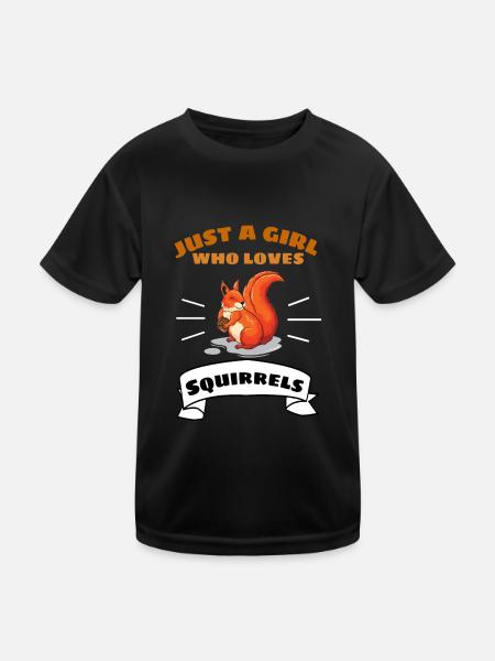 Nur ein Mädchen das Eichhörnchen liebt Wald Tier - Kinder Funktions-T-Shirt - Schwarz - Vorne