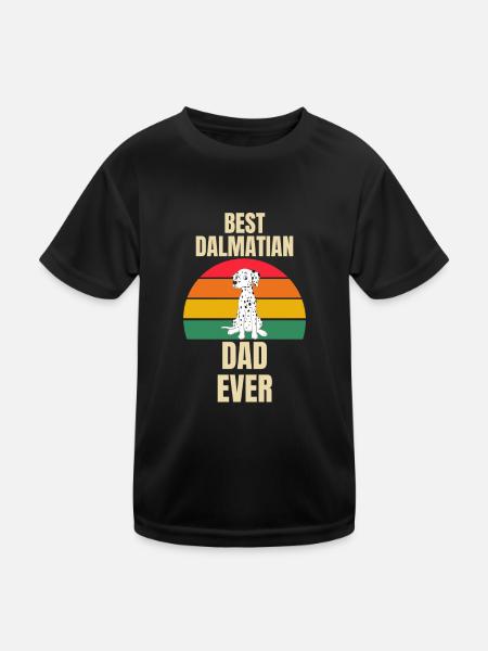 Retro Hunde Papa Vatertag Geschenk Dalmatiner - Kinder Funktions-T-Shirt - Schwarz - Vorne