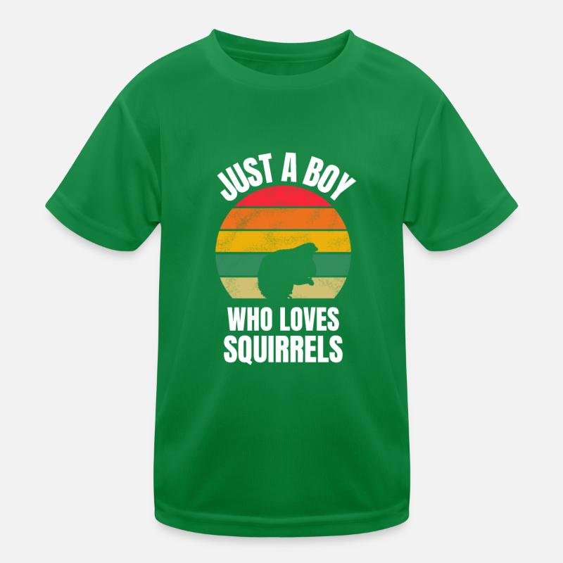 Retro Wald Tier Eichhörnchen Junge Kinder Funktions-T-Shirt