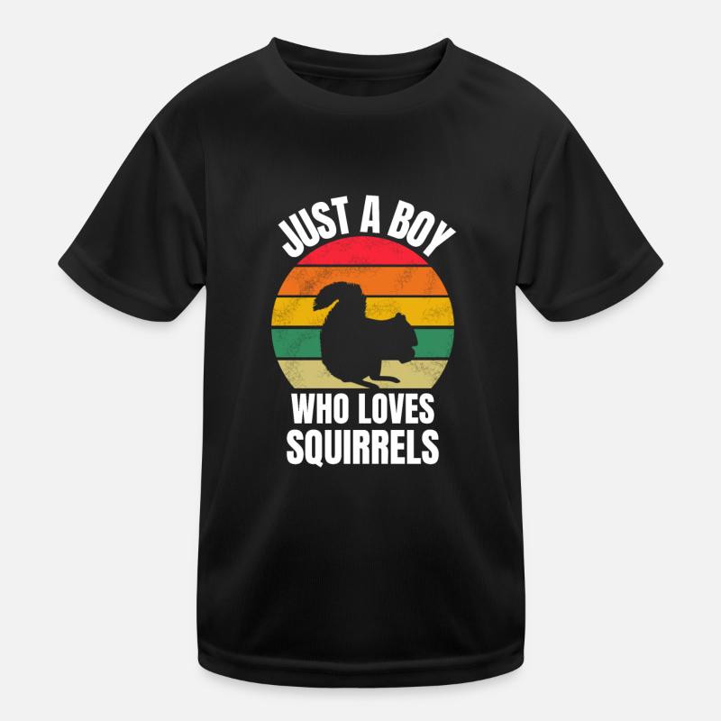 Retro Junge Eichhörnchen - Kinder Funktions-T-Shirt - Schwarz