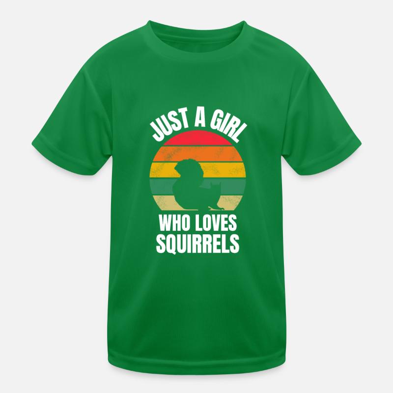 Wald Tier Natur Mädchen Retro Eichhörnchen Kinder Funktions-T-Shirt