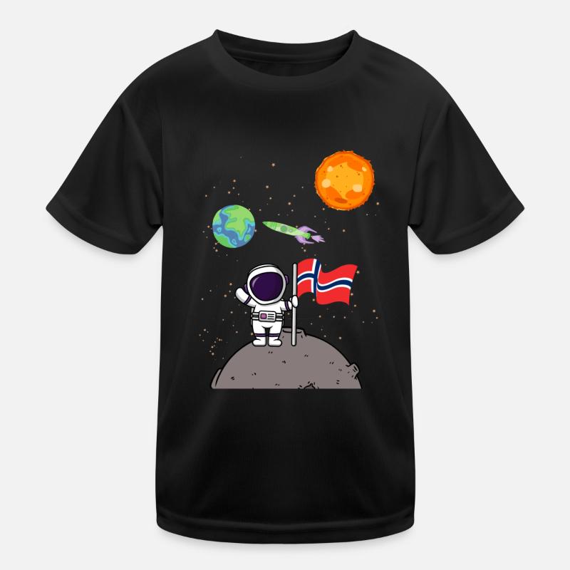 Planet Norway Flag Moon Landing Astronaut Kids Functional T-Shirt