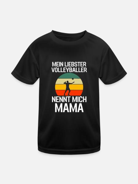 Retro Volleyballer Mama Volleyball - Kinder Funktions-T-Shirt - Schwarz - Vorne