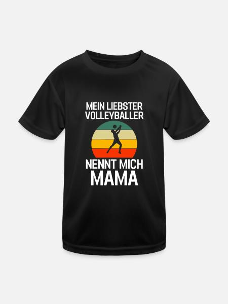 Retro Mein Liebster Volleyballer Nennt Mich Mama - Kinder Funktions-T-Shirt - Schwarz - Vorne