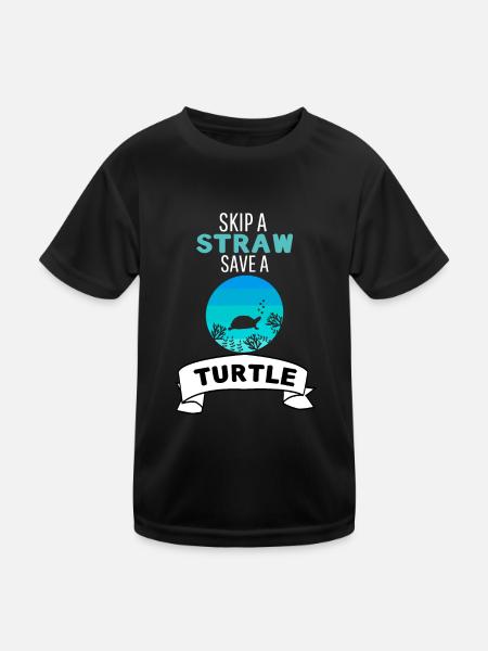 Meeresschildkröte Ozean Tier Retro Schildkröte - Kinder Funktions-T-Shirt - Schwarz - Vorne