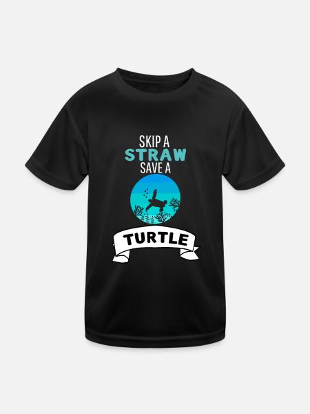 Tierliebhaber Ozean Tier Retro Schildkröte - Kinder Funktions-T-Shirt - Schwarz - Vorne