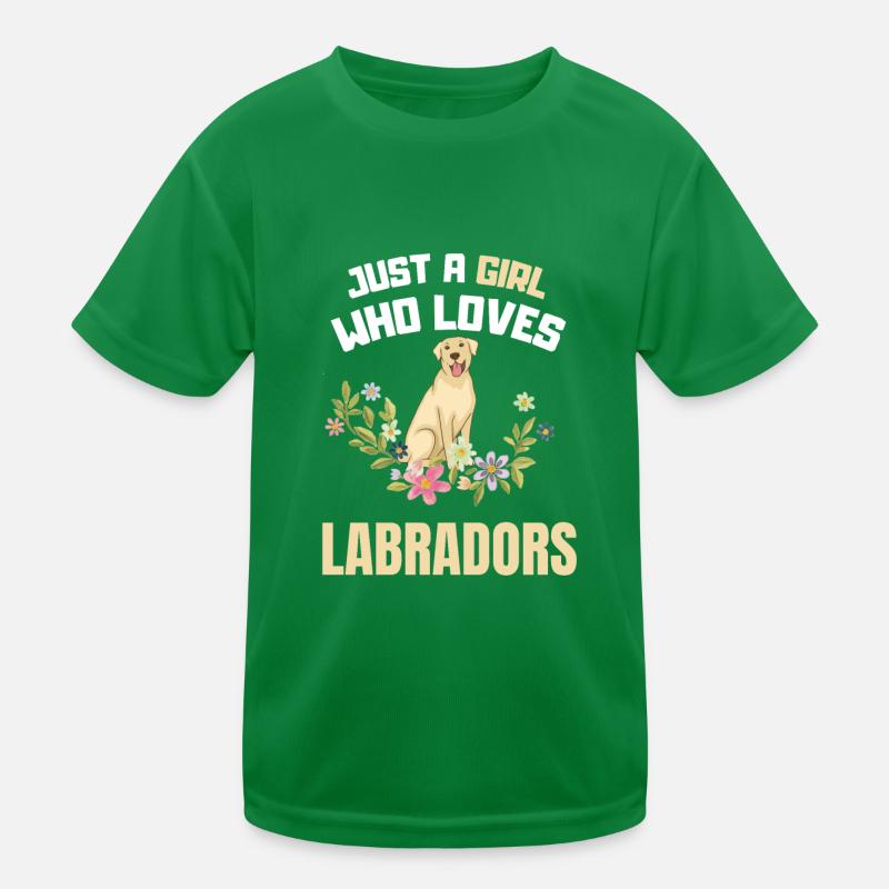 Hundebesitzer Mädchen Blumen Hunde Labrador Kinder Funktions-T-Shirt