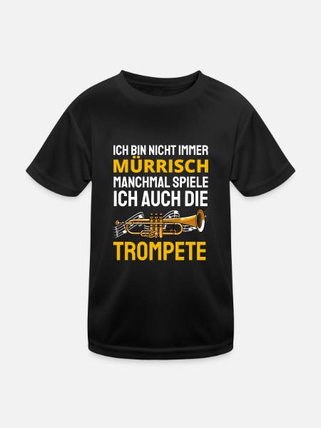 Trompete Trompetenspieler Musik Lustiges Geschenk - Kinder Funktions-T-Shirt - Schwarz - Vorne