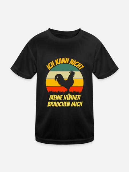 Lustiges Geschenk Retro Hühner Bauer Landwirt Huhn - Kinder Funktions-T-Shirt - Schwarz - Vorne