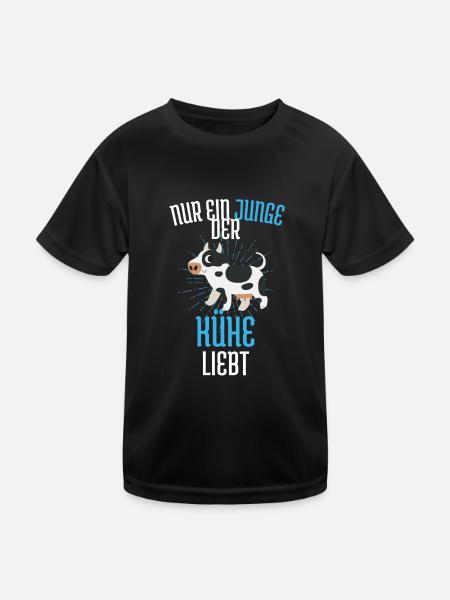 Nur ein Junge der Kühe liebt Bauernhof Tier Kuh - Kinder Funktions-T-Shirt - Schwarz - Vorne