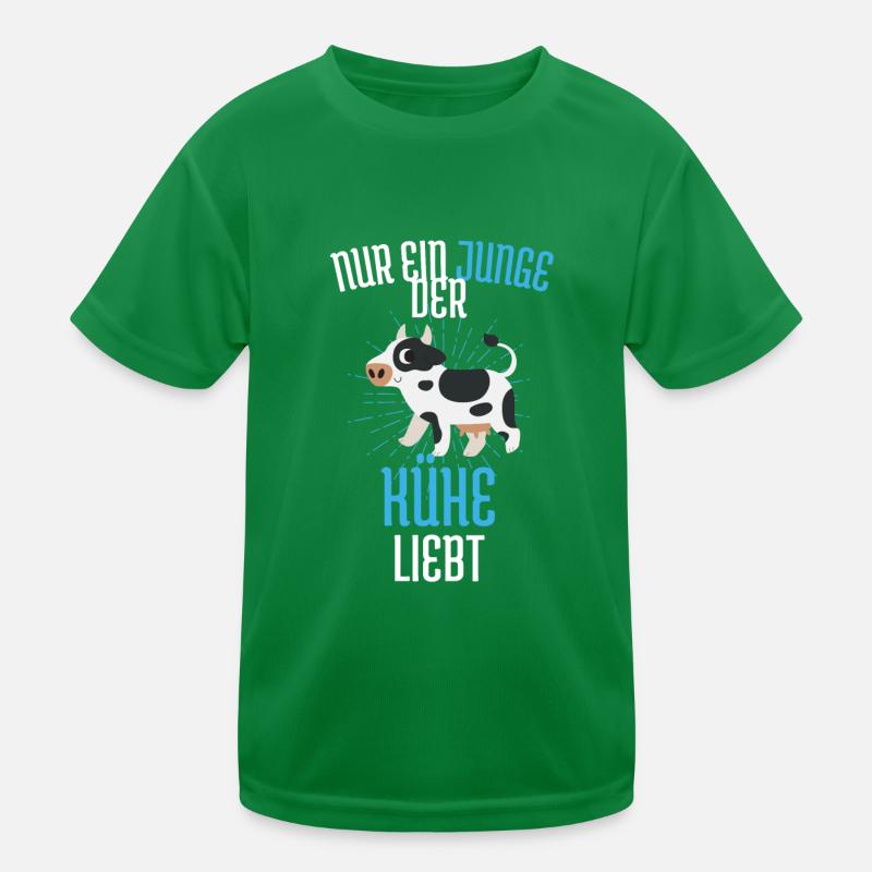 Nur ein Junge der Kühe liebt Bauernhof Tier Kuh Kinder Funktions-T-Shirt
