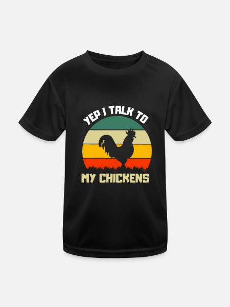 Farm Animal Farmer Funny Gift Retro Chicken - Kids Functional T-Shirt - black - Front