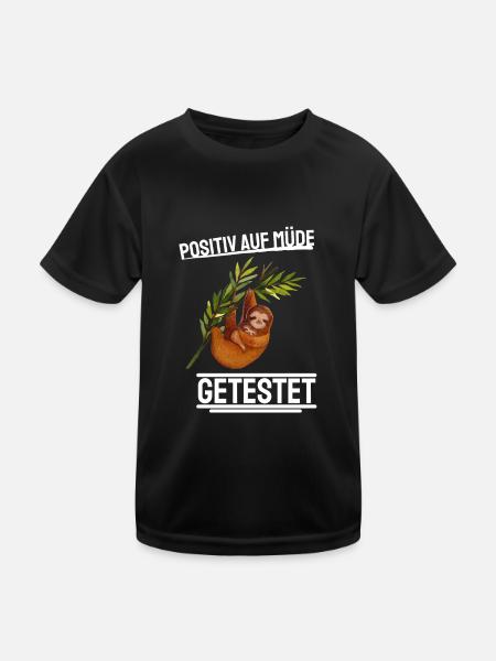 Zoo Tier Lustiges Geschenk Schlafendes Faultier - Kinder Funktions-T-Shirt - Schwarz - Vorne