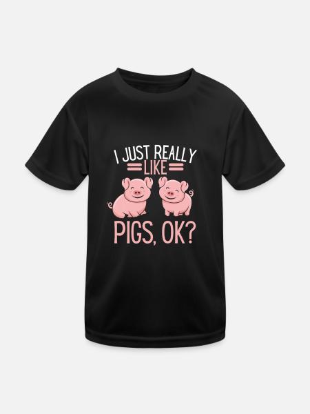 Cochon de cadeau drôle d'agriculteur d'animaux de ferme - T-shirt sport Enfant - noir - Devant