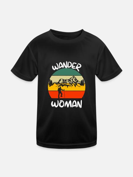 Nature Lovers Femmes Cadeau Retro Nature Randonnée - T-shirt sport Enfant - noir - Devant