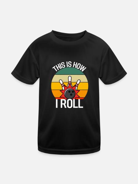 Bowling Player Funny Gift Retro Bowling - Kids Functional T-Shirt - black - Front