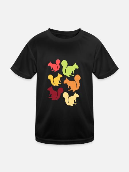 Retro Squirrel - Kids Functional T-Shirt - black - Front