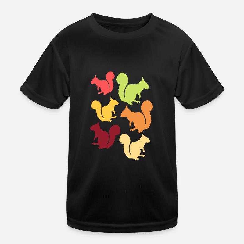 Retro Eichhörnchen - Kinder Funktions-T-Shirt - Schwarz