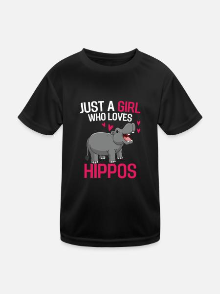 Hippo Mädchen Afrika Zoo Tier Geschenk Nilpferd - Kinder Funktions-T-Shirt - Schwarz - Vorne