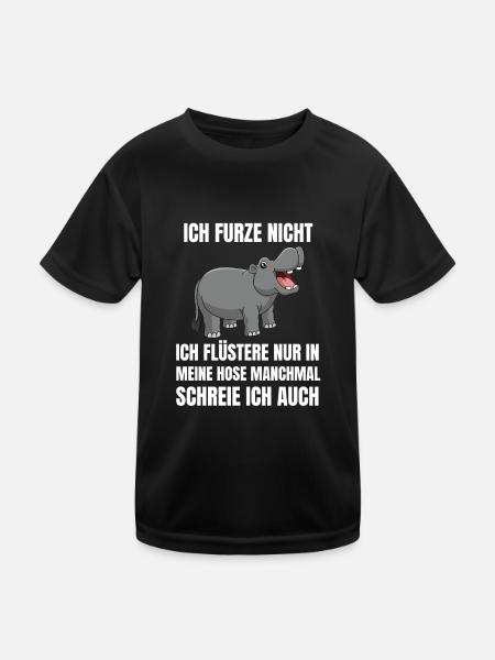 Afrika Safari Zoo Tier Lustiges Geschenk Nilpferd - Kinder Funktions-T-Shirt - Schwarz - Vorne