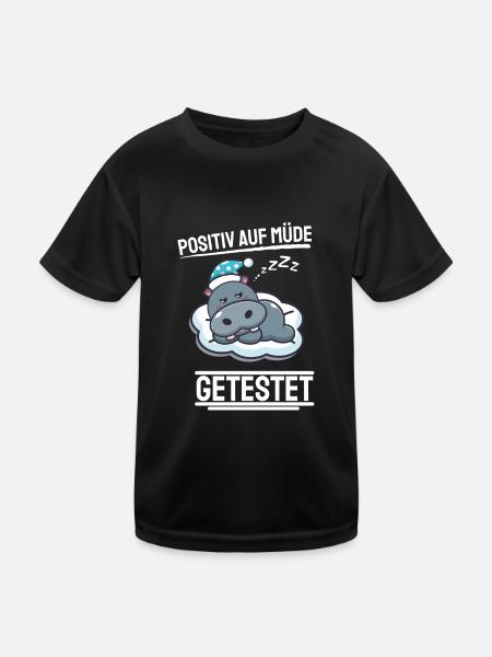 Lustiges Langschläfer Hippo Geschenk Nilpferd - Kinder Funktions-T-Shirt - Schwarz - Vorne