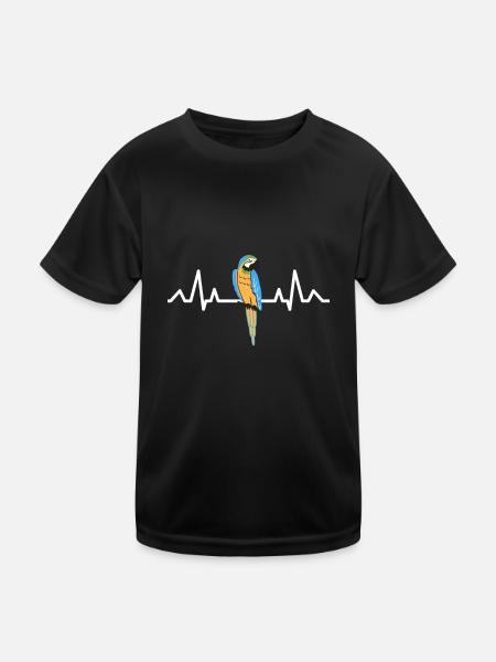 ECG Tropical Bird Heartbeat Macaw Gift Parrot - T-shirt sport Enfant - noir - Devant