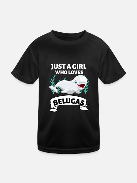 Beluga Whale Girl Ocean Animal Gift Beluga - Kids Functional T-Shirt - black - Front