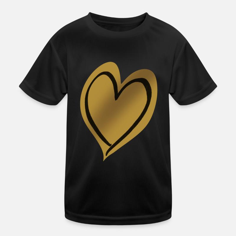Herz Gold schwarz Kinder Funktions-T-Shirt