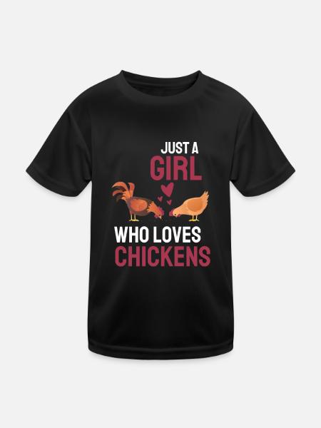 Girl Chickens Farmer Gift Farm Animal Chicken - Kids Functional T-Shirt - black - Front