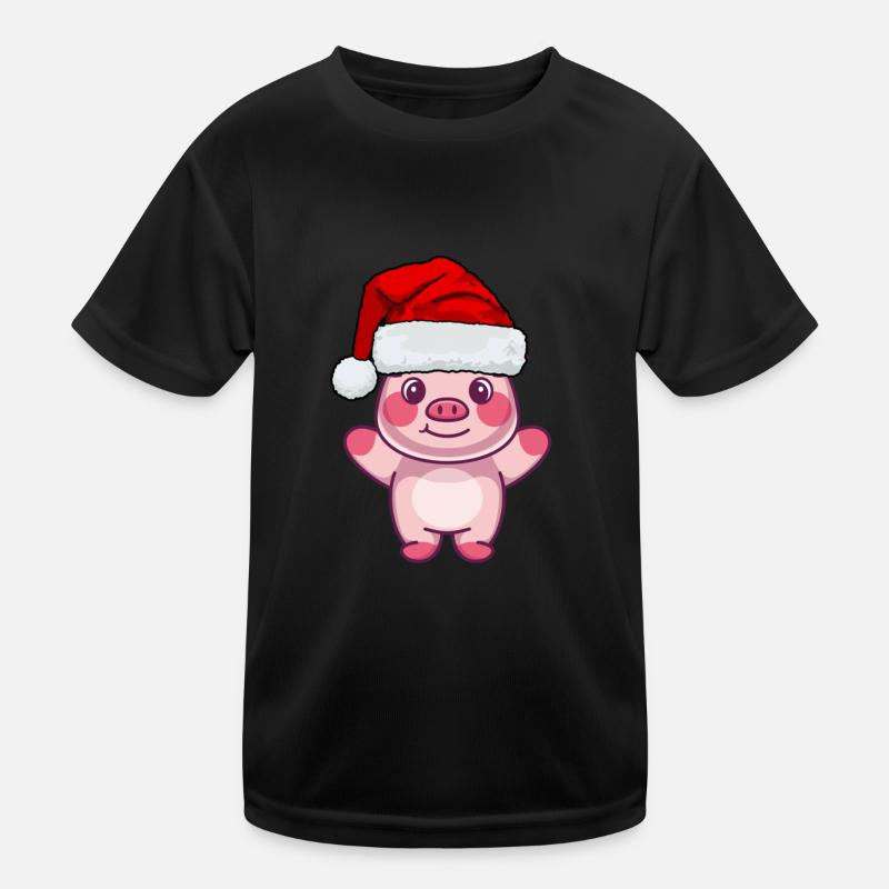 Bauernhof Tier Geschenk Weihnachtsmann Schwein Kinder Funktions-T-Shirt