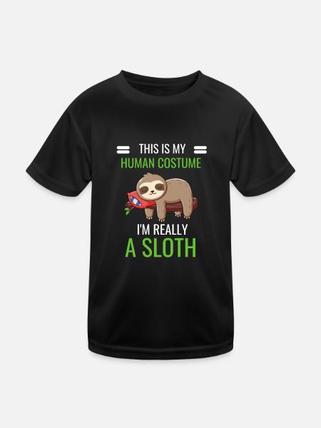 Sloth Costume Party Zoo Animal Gift Sloth - Kids Functional T-Shirt - black - Front