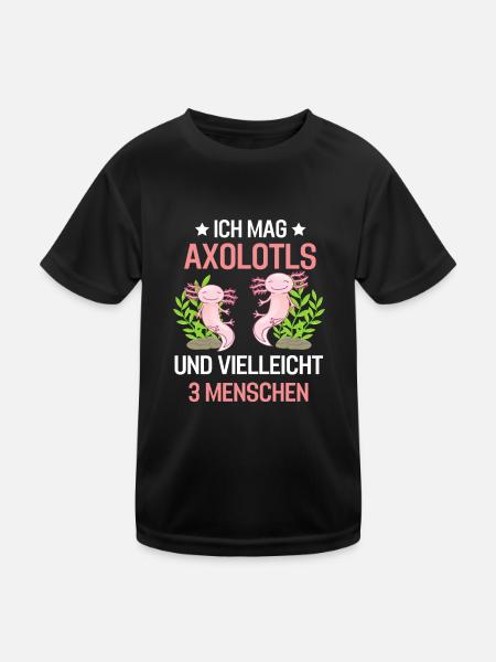 Mexikanische Amphibien Lustiges Geschenk Axolotl - Kinder Funktions-T-Shirt - Schwarz - Vorne