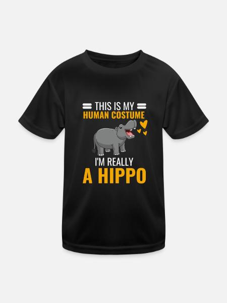 Hippo Costume Party Afrique Animal Gift Hippo - T-shirt sport Enfant - noir - Devant