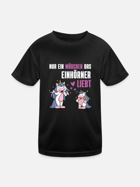 Fantasy Tierliebhaber Mädchen Geschenk Einhorn - Kinder Funktions-T-Shirt - Schwarz - Vorne