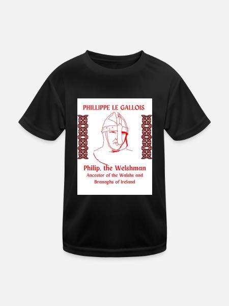 PHILLIPPE LE GALLOIS, VORFAHREN DER WALSHS - Kinder Funktions-T-Shirt - Schwarz - Vorne