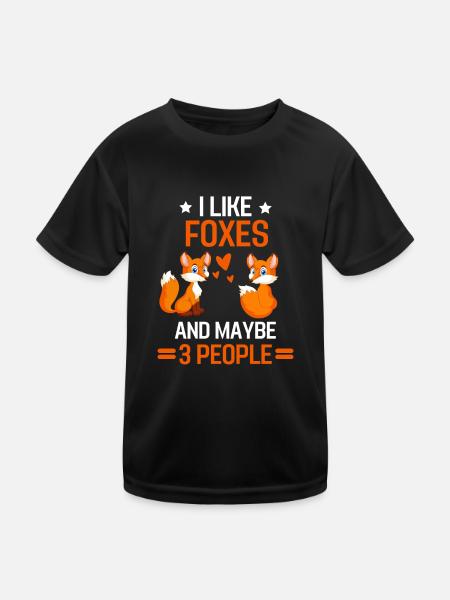 Animal Lovers Forest Animal Gift Funny Fox - Kids Functional T-Shirt - black - Front