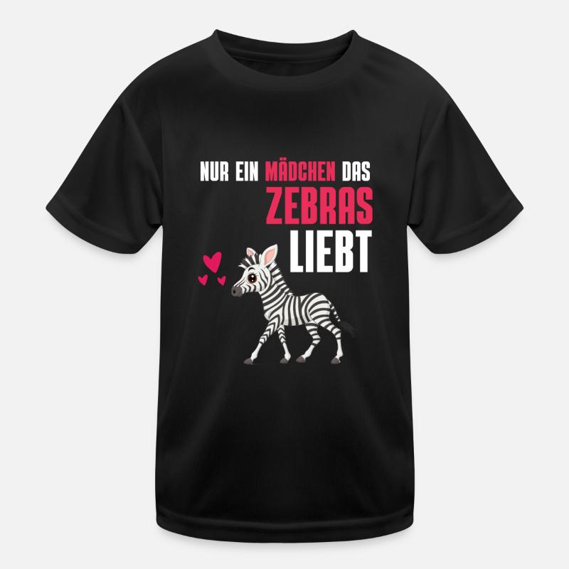 Nur ein Mädchen das Zebras liebt Geschenk Zebra - Kinder Funktions-T-Shirt - Schwarz