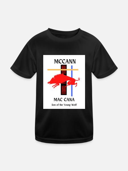 McCann Surname - Kids Functional T-Shirt - black - Front