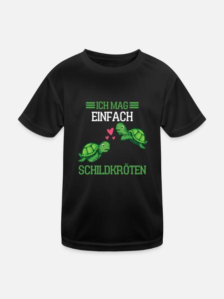 Meerestier Tier Lustiges Geschenk Schildkröte - Kinder Funktions-T-Shirt - Schwarz - Vorne