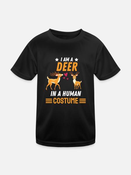 Wald Tier Hirsch Kostüm Party Geschenk Hirsch - Kinder Funktions-T-Shirt - Schwarz - Vorne