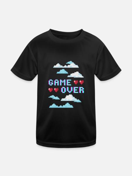 GAME OVER - Kinder Funktions-T-Shirt - Schwarz - Vorne