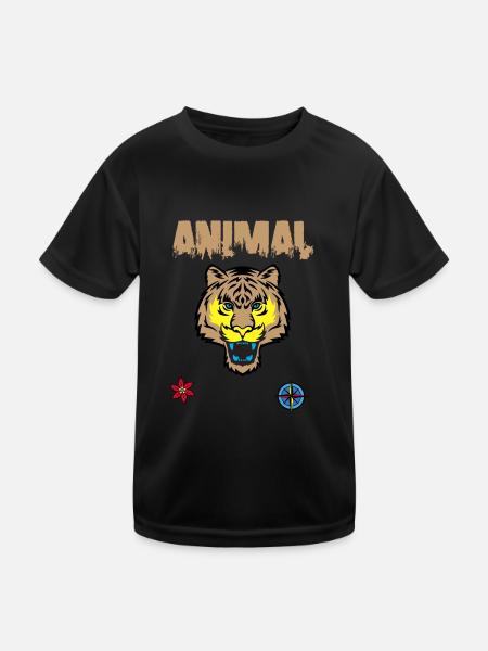 Tigergesicht zeichnen - Kinder Funktions-T-Shirt - Schwarz - Vorne