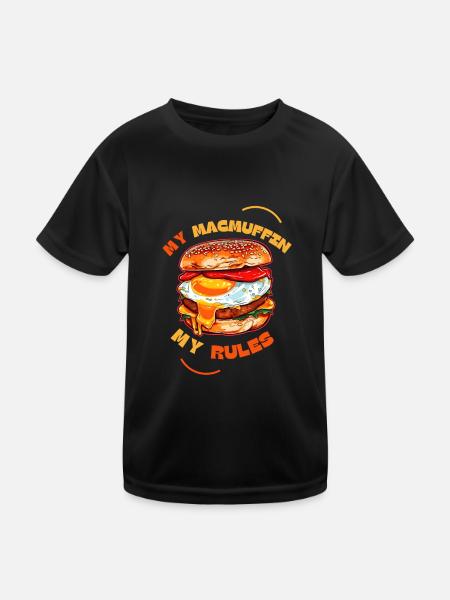 Mein McMuffin Meine Regeln - Kinder Funktions-T-Shirt - Schwarz - Vorne
