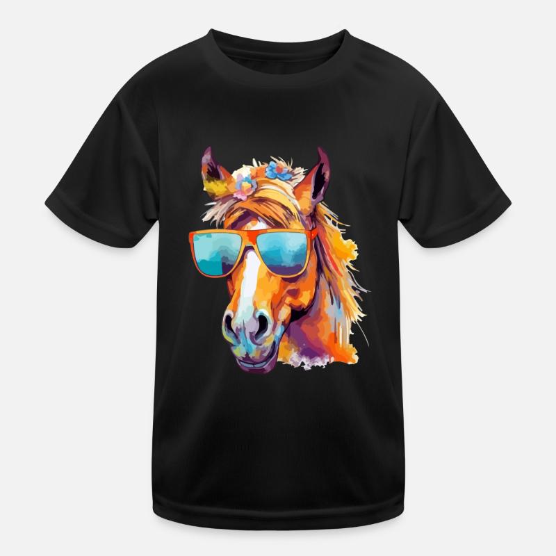 Mina, die bebrillte Stute Kinder Funktions-T-Shirt